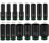 35-Piece Small Air Impact Wrench Set with Extended Hex Sockets (8-32), Long/Short Combination, Color Ring Head
