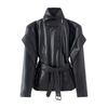 Neuer Herbststil: Europäischer und Amerikanischer Stil Modische Vielseitige Hoher Kragen Seitenreißverschluss Taille Taille Jacke
