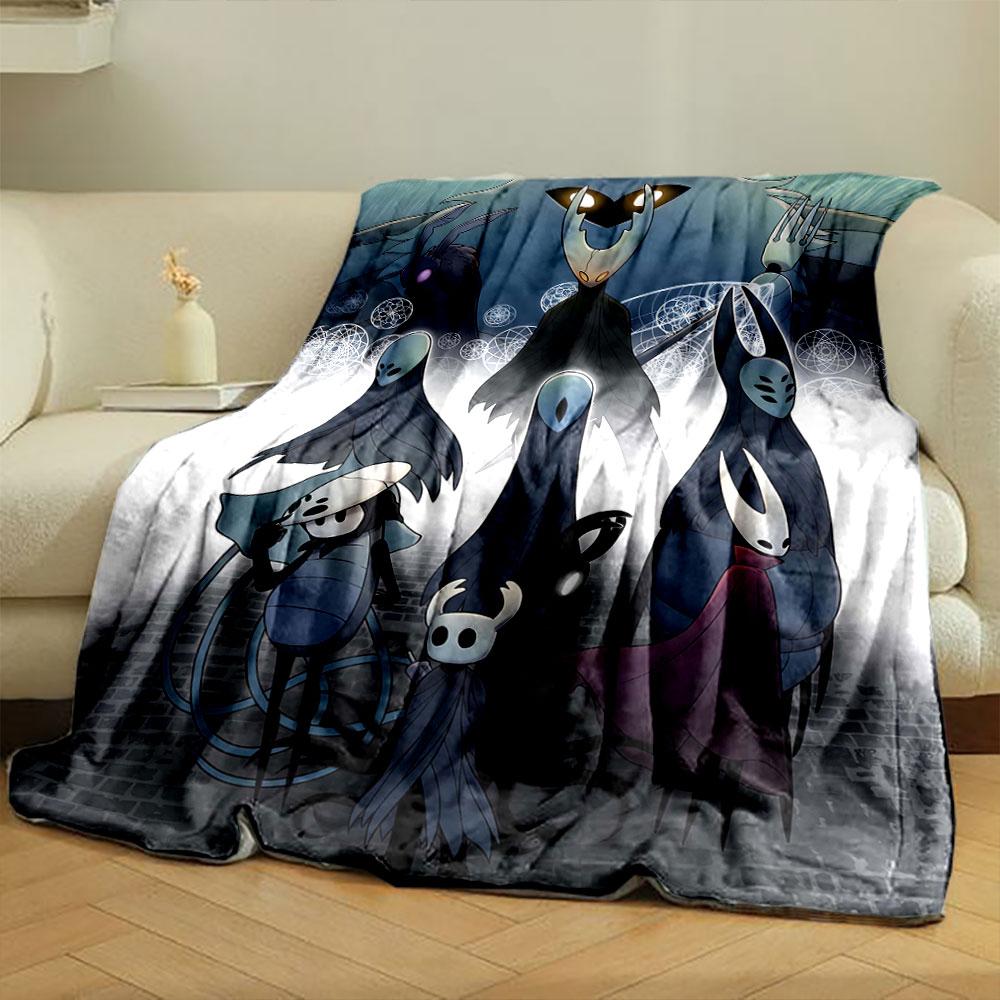 The pattern depicts dark, stylized insect-like characters in a mystical scene. for all seasons blanket lunch break throw gift
