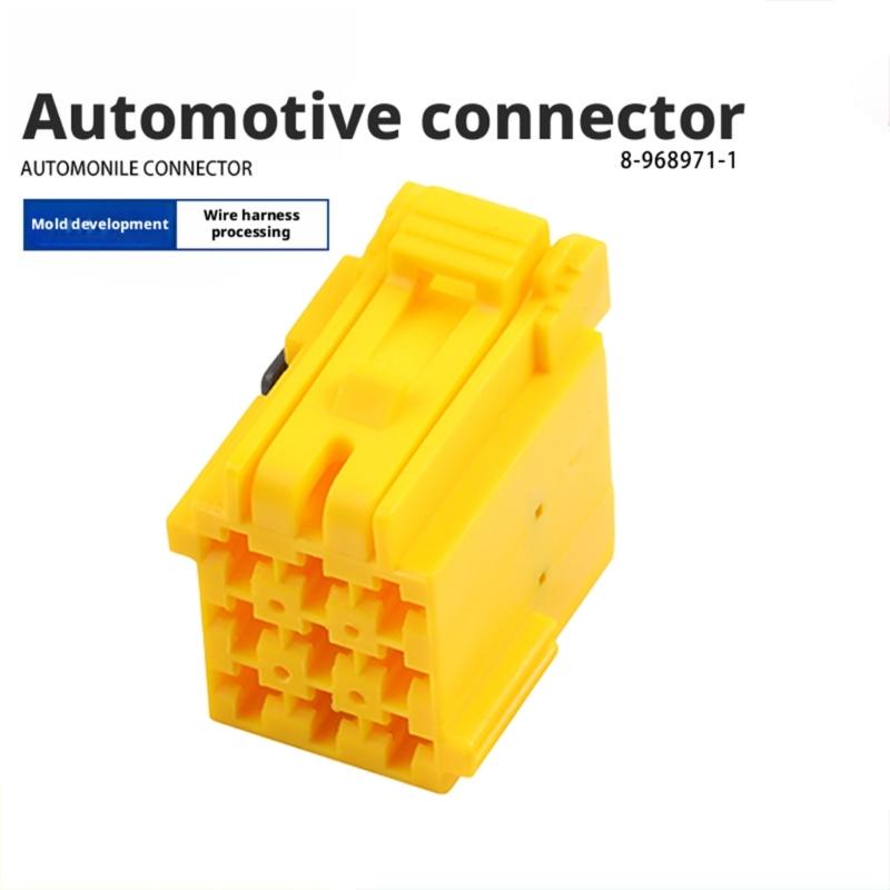9 Hole Terminal Housing Yellow Polymer Shell with 9 Metal Terminals for Vehicle Wiring Repair and Service Work