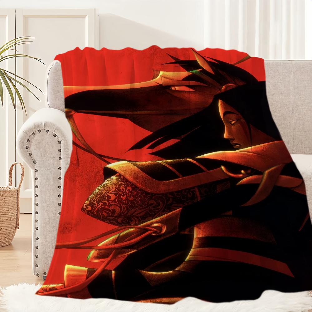 Cartoon Film Blanket Plush Nap Sofa Rug for Living Room M-Mulan Warm Office Bedroom Birthday Home Travel Kid Gifts