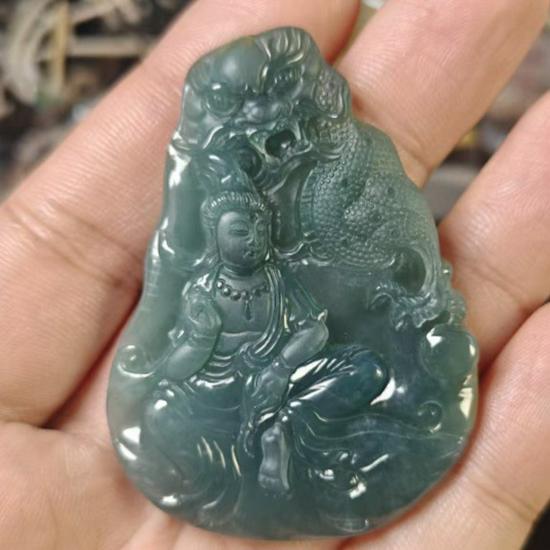 Императорский Дракон Гуаньинь Нефритовый Кулон: Резной амулет класса А для мужчин и женщин