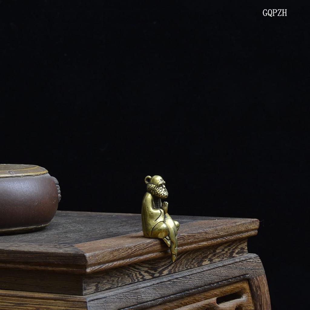 Mini Cute Daruma Daishi Seated Statue Brass Daruma Statue Small Traditional Craft Prosperity of Money Luck Feng Shui Daruma God Statue Buddhist