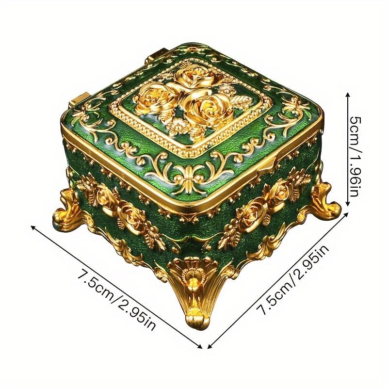 

1pcs European Retro Metal Jewelry Box Home Desktop Decoration Square Necklace Jewelry Storage Box for Rings & Accessories зелёный