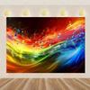 Rainbow Fire Music Notes Backdrop Vibrant Abstract Wave Studio Background
