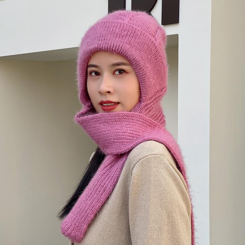 Women's Hat Scarf Combo Knitted Hats Versatile for Autumn and Winter Outdoor New Winter Knitted Hats