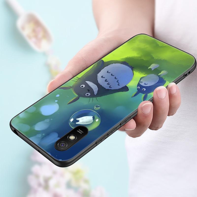 Anime Studio Ghibli Totoro Silicone Phone Case For Xiaomi Redmi Note 11 10 9 8 Pro 11T 10T 10S 9S 8T 9 9A 9C 9T Black Soft Cover