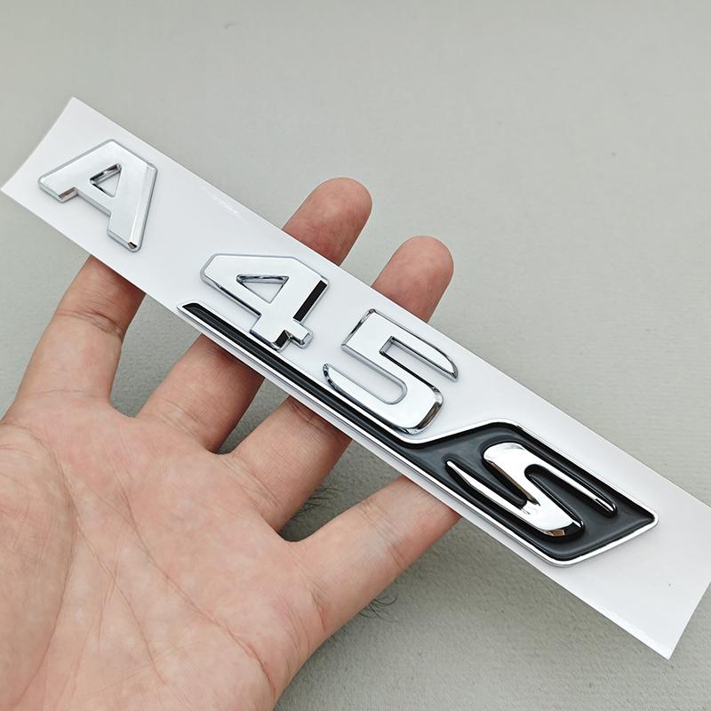 3D ABS Chrome Car Letters Logo A45 A45 S TURBO 4MATIC Stickers Rear Trunk Emblem Badge For Mercedes Benz AMG A45 A45S W177 W176