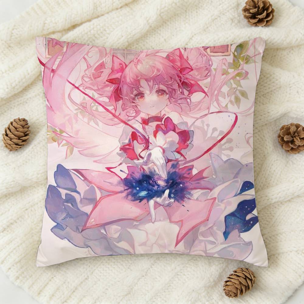 PPuella MMagi Madoka MMagica Doublesided Printed Square Decorative Cushion Cover for Sofa Living Room Home Decor