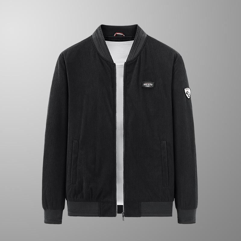 Nouvelle veste en velours côtelé pour hommes, vêtements de printemps et d'automne, col montant, rétro, décontracté, polyvalent, tendance, manteau pour hommes d'âge moyen