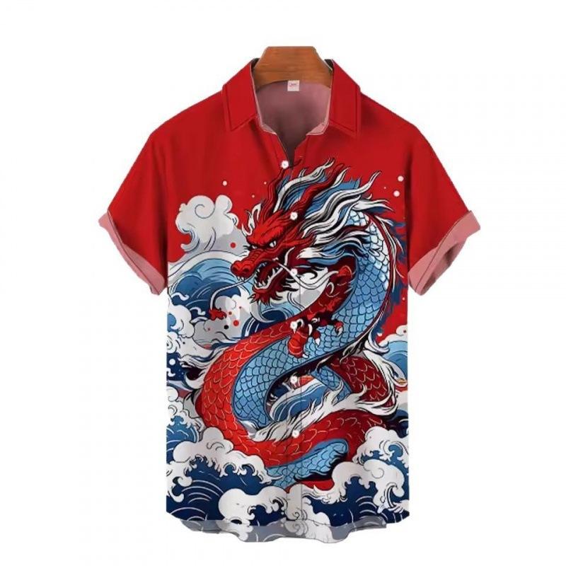 2026 Men's Shirt Dragon Casual Daily Top Short Sleeve Shirt Fashion Shirt