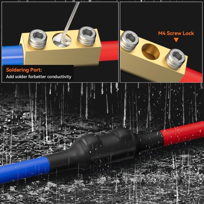 80A Brasses Wire Terminal Connectors for 10 6 AWG Cables Perfect for Automotive Marine Solar Industrial DIY Applications