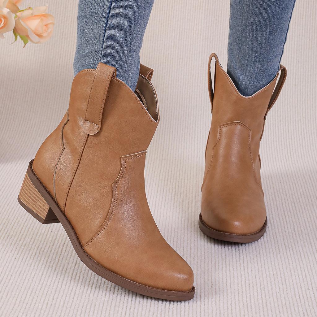 Casual Short Boots Women's Autumn New Pointed Cow Large Size Low-top Women's Martin Boots