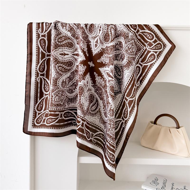 New cashew herringbone and linen small square scarf silk scarf imitation velvet scarf shawl sun protection scarf women's