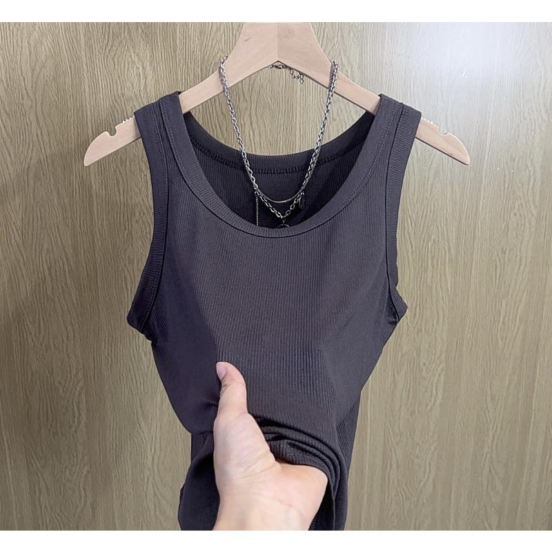 Spring and Summer New Wide Shoulder Vest Women's Big Collar Simple Base Inner with Small Vest Women's Sleeveless Vest