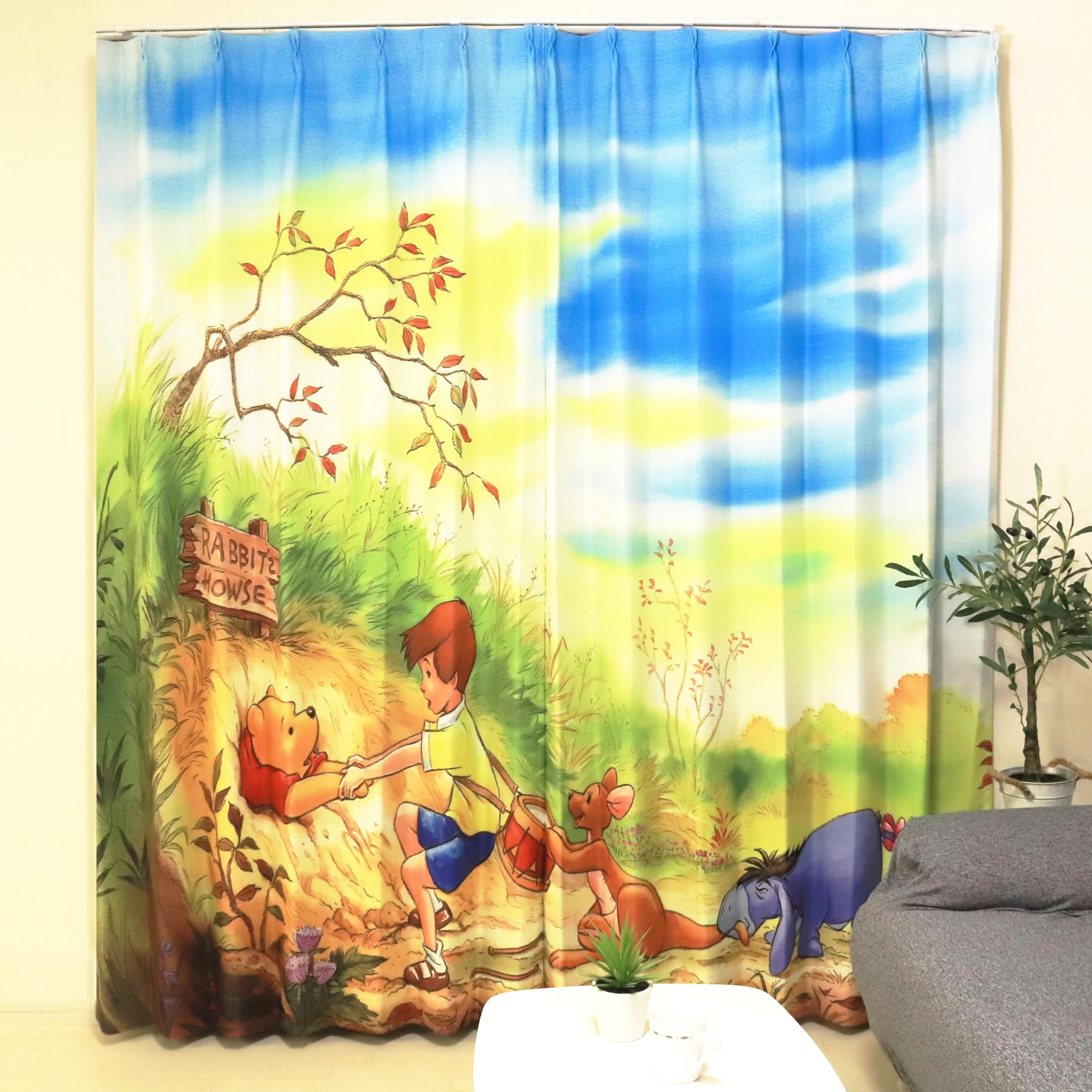 

MORIPiLO Disney Blackout Winnie the Pooh Connecting Art Set of Disney Morishita Makura Curtains, (Patterned, Single-Panel Curtains), 100x200cm, 2,