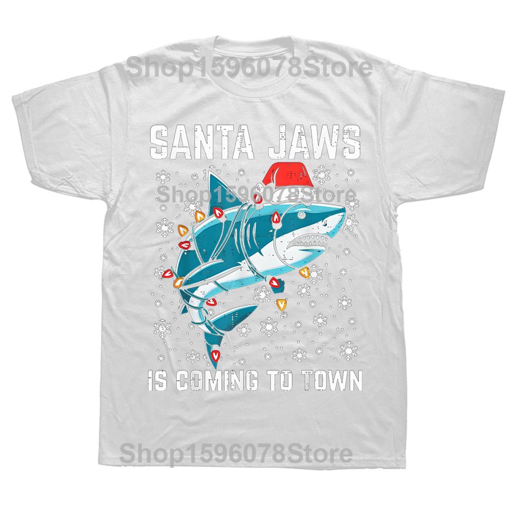 Funny Christmas Shark Santa Xmas Graphic Tshirt Unisex Women Hip Hop Oversized T Shirt 100 Cotton Comfort Cool Classic Tshirts