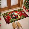 Santa Claus Holiday Doormat, Polyester Non-Slip Machine Washable Fade Resistant Low Pile Rug for Multi-Room Home Decor
