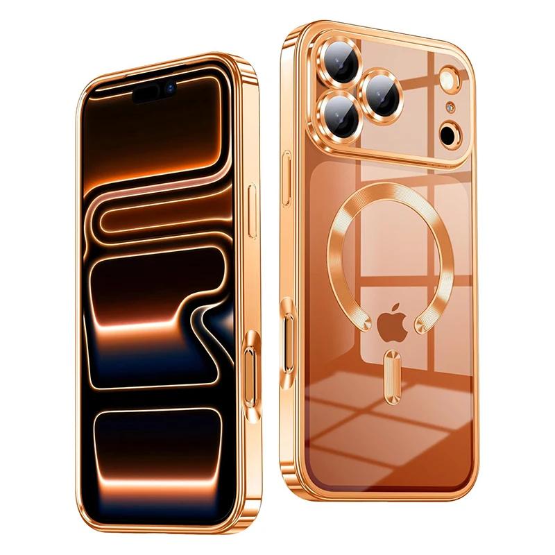 Magnetic Plating Soft Magsafe Phone Case for iPhone 17 Pro Max 17Pro 17Air Luxury Electroplated Camera Lens Protective Cover