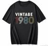 cotton  100% Men's And Women's Birthday Short Sleeve T-Shirt Digital Print 1960-1999 Pattern Congratulating Letter Tee Birthday