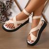 New Summer Women's Plus Size Toe Loop Thick Soled Casual Outdoor Buckle Strap Sandals
