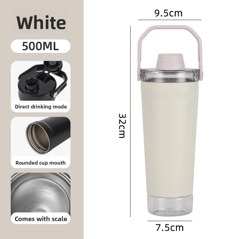 Stanley Style Large Capacity Insulated Water Bottle With Silicone Handle For Sports And Travel