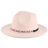 New fashionable women's autumn and winter woolen hat handmade rice beads decorated imitation felt top hat British jazz hat