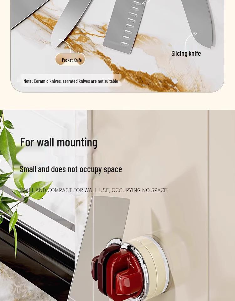 Suction Cup Knife & Scissor Sharpener with Tungsten Steel Whetstone