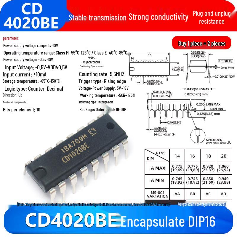 CD4017BE & CD4000 Series IC Chips (CD4001/11/66/82/106/4051/52/69/21/50/81)