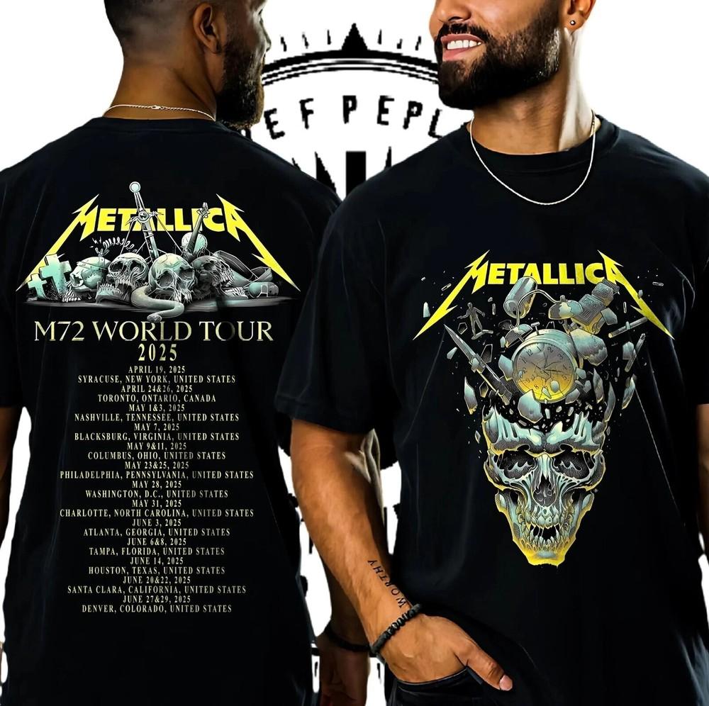 

Metallica M72 Світовий Тур 2025 Репринт Металева Група Графічний Унісекс Футболка у Вінтажному Стилі M