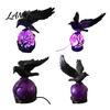 Dark Academia Decor Gothic Raven LED Ball Lamp, Mysterious Crow On Orb Sculpture, Artistic Bird Lamp Halloween Decorative Table for Bedside
