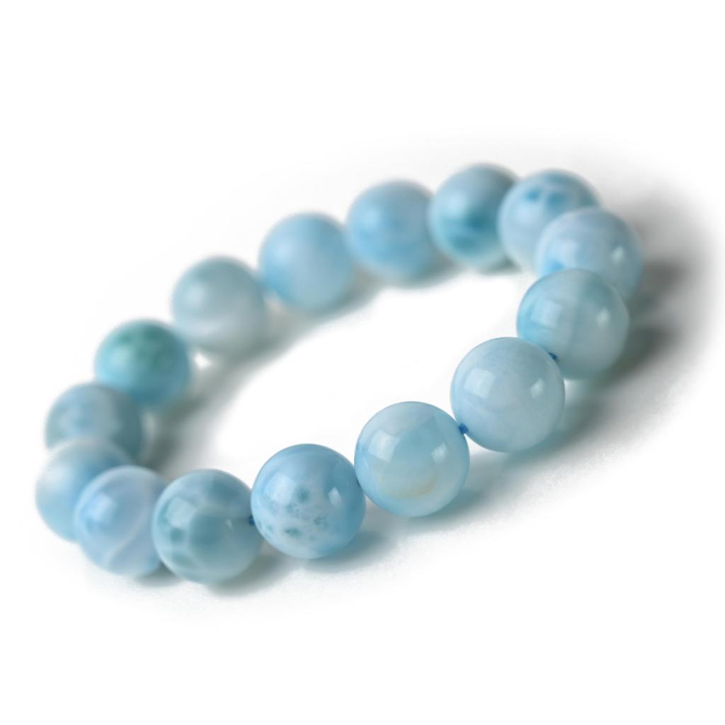 Eigado Larimar Inner Diameter Healing Natural Power One of the Three Greatest Healing Stones Bracelet, 14.5mm Beads, 61.4g, 17cm, Stone, Stone, Stone,