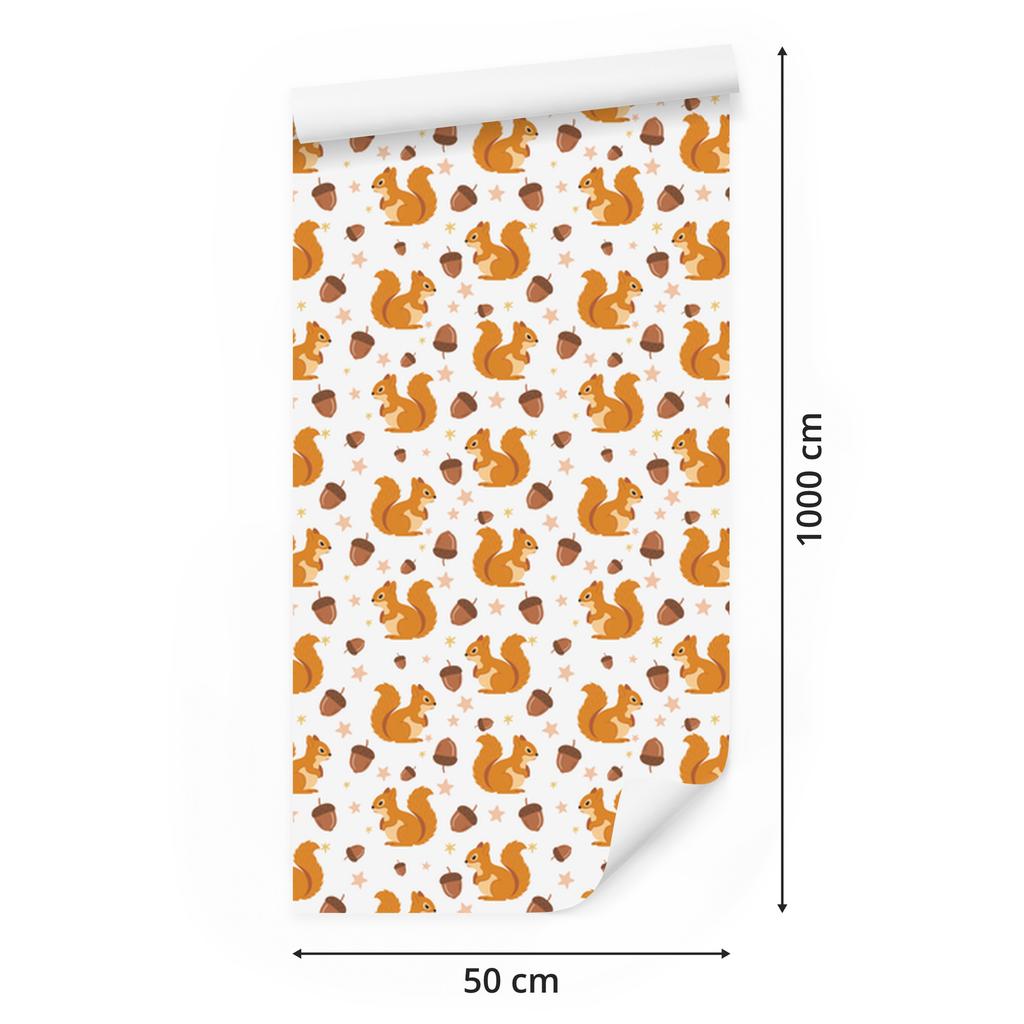 Squirrel Wallpaper White, Cream and Gold for Living Room and Bedroom 50x1000