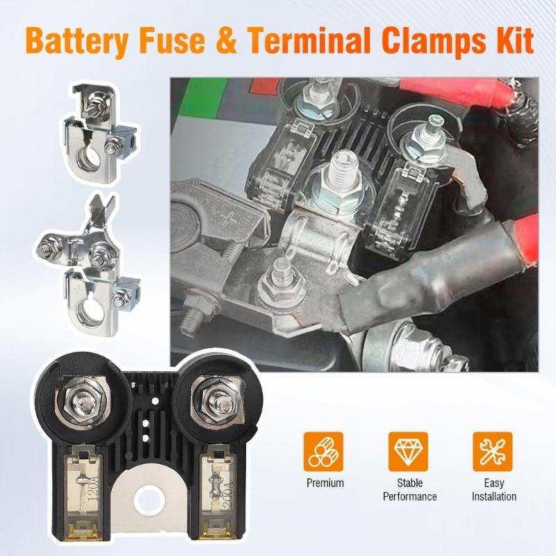Upgrades Battery Terminals & Fuses  Set AE5Z14526BA Replacement Positive & Negative Battery Terminals Clamps with Fuses