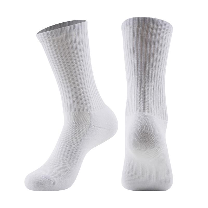 Unisex Breathable Cotton Running Socks - Black & White, Non-Slip Heel, Thickened for Comfort.