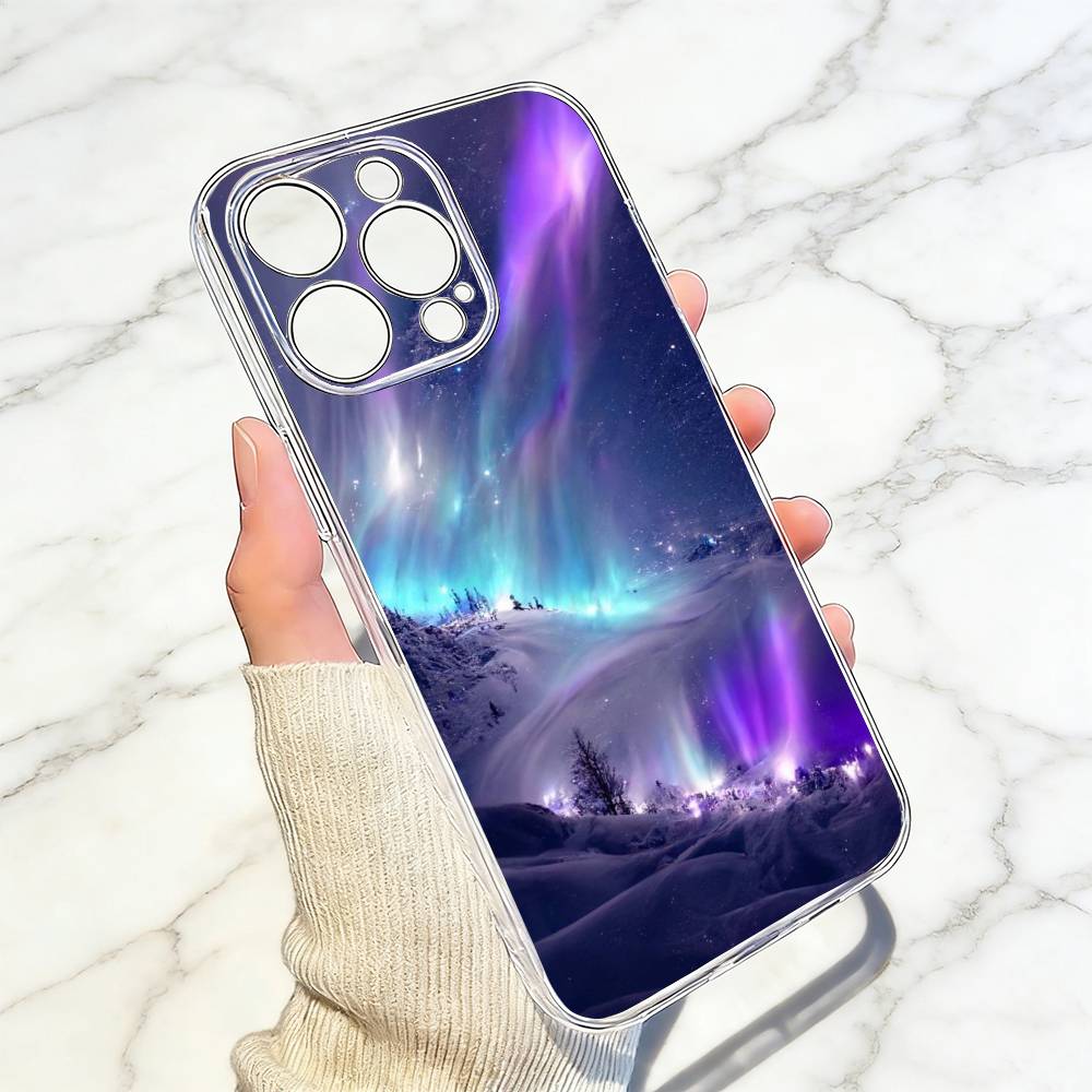 Northern Lights Phone Case For iPhone 17 16 15 14 13 12 11 Mini Pro Max Plus Transparent Cover