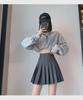Women's Gray High-Waist Pleated A-Line Skirt - Short, Slim, JK Style for Summer, Spring, and Autumn.