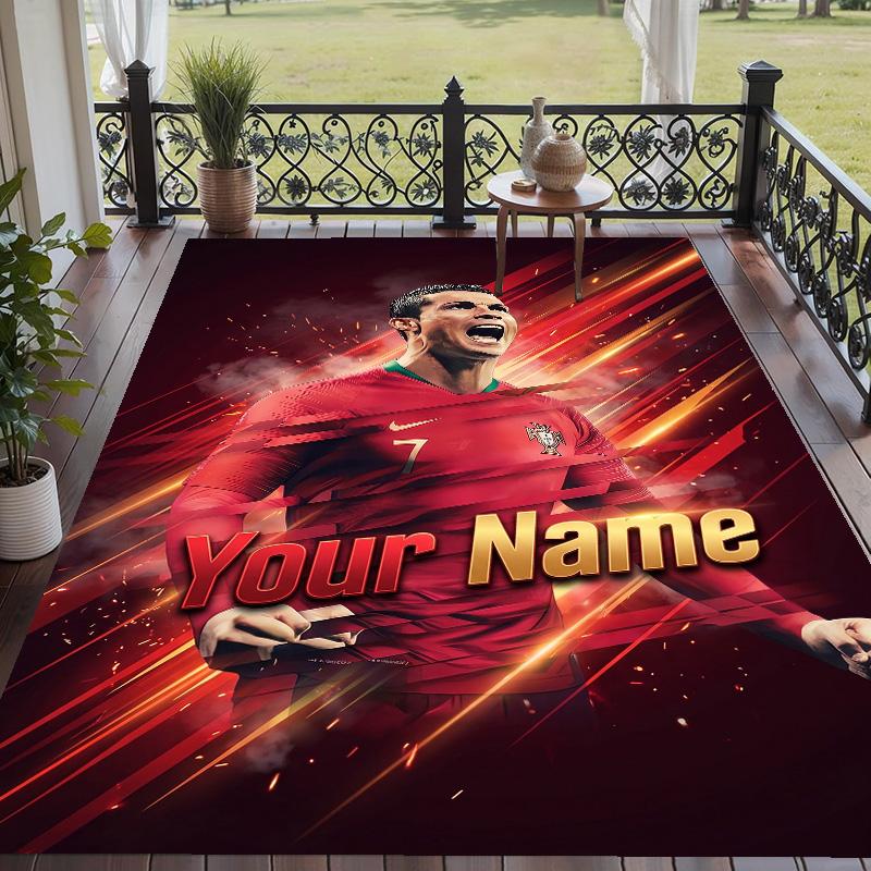Benutzerdefinierter Teppich mit Aufdruck Cristiano Ronaldo Rutschfester Bodenbelag Für Wohnzimmer-Dekoration