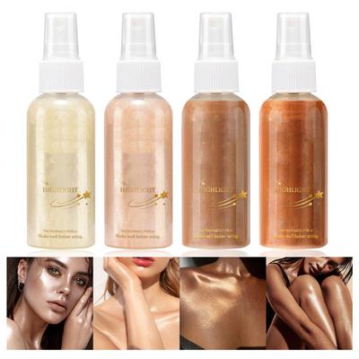 Illuminante per il corpo, illuminante liquido, spray illuminante impermeabile per contouring a lunga durata, glitter per viso e corpo 80 ml