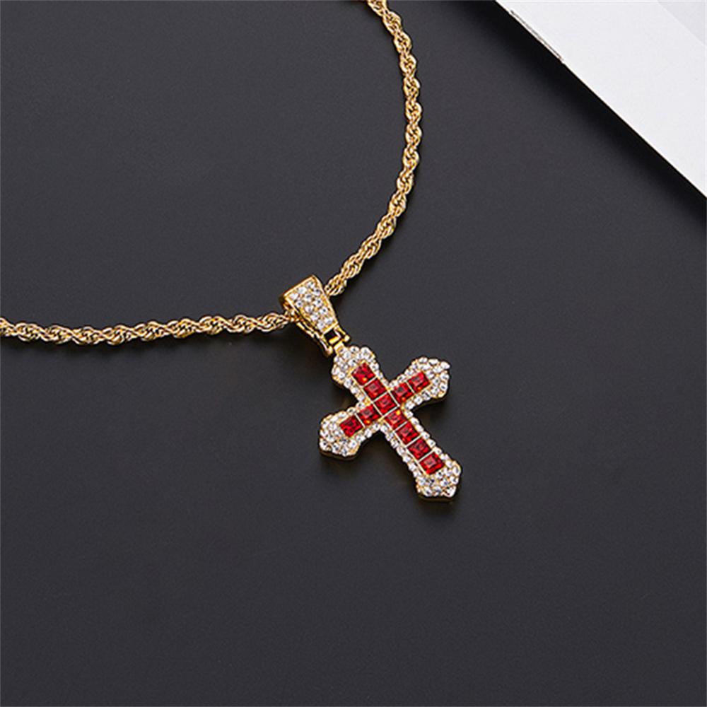 Classic Zircon Cross Necklace Iced Out Hip Hop for Men and Women Bling Pendant Punk Jewelry Gifts