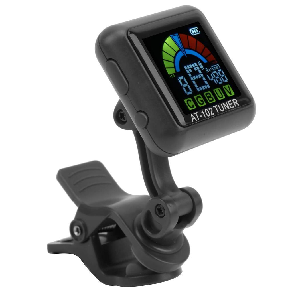 Clip-on USB Guitar Tuner, Rechargeable, for Stringed Instruments (AT-102 Black)