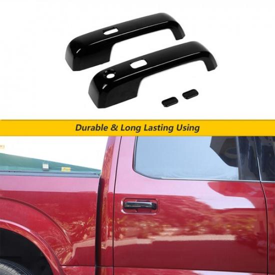 Exterior Side Door Handle Cover Trim Black For Ford F150 2015-20 2Dr Accessories