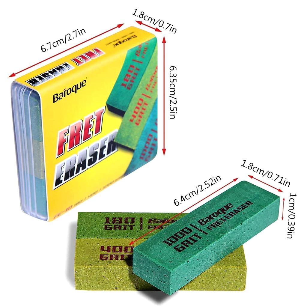 Guitar Fret Polishing Erasers Cleaner Guitar Maintain Tool for Cleaning Fret Wire/String/Metal 180&400&1000Grit