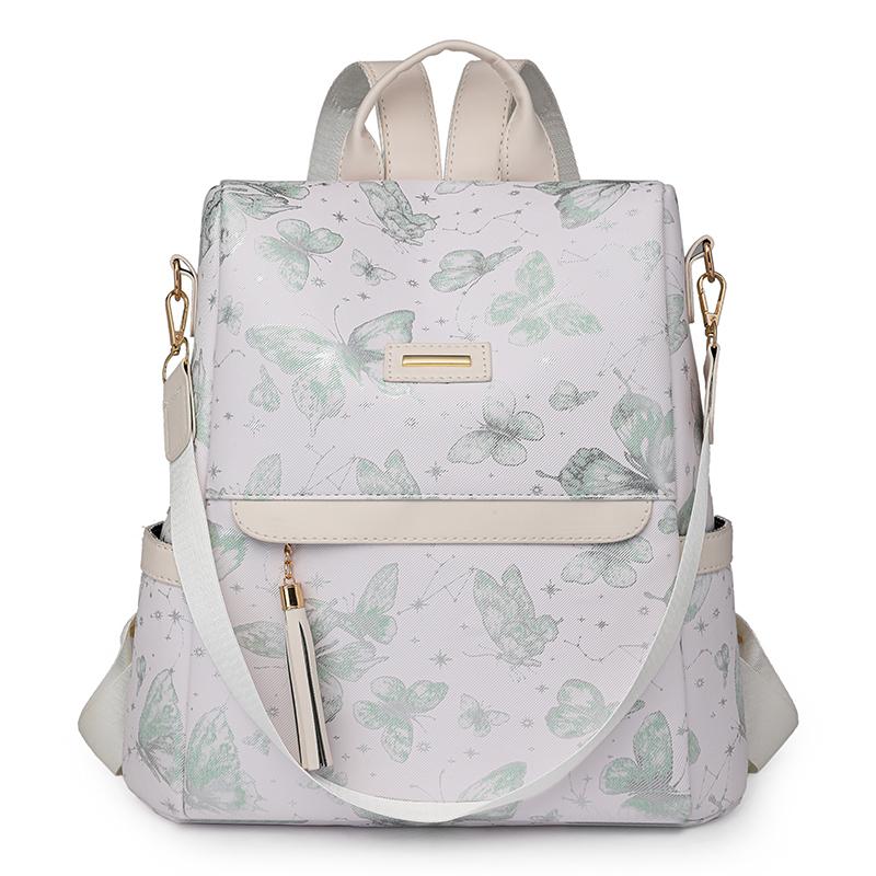 

Рюкзак з принтом метелика, жіночий рюкзак з китицями, вулична протикрадіжна дорожня сумка зелений