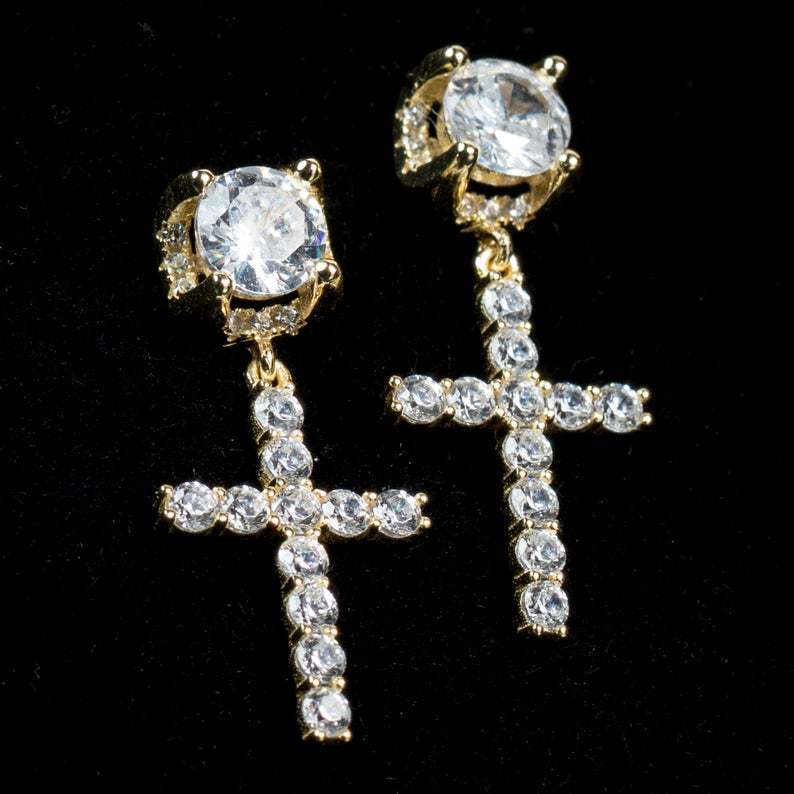 Простые серьги-крестики 1 pair золотой