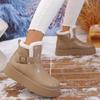 Fashion Thick Bottom Waterproof Pu Snow Boots Women 2025 Winter Metal Buckle Chunky Platform Furry Ankle Boots Warm Plush Casual Shoes