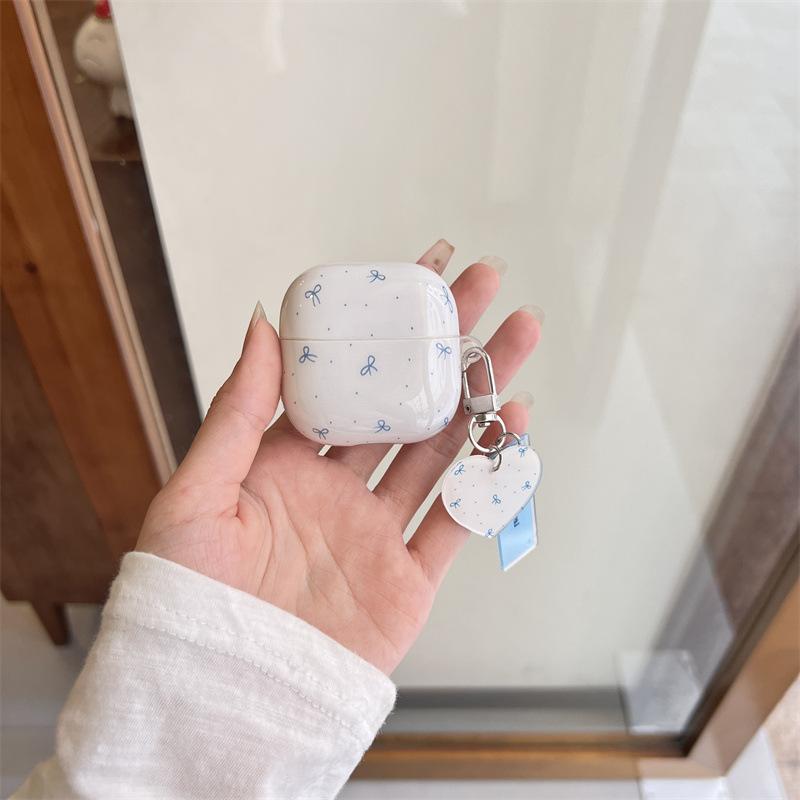 Small fresh blue wave point bow for AirPods 1 /pro1 earphone protective case cover two or three generations of new women