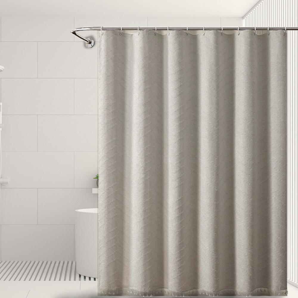 Waterproof Solid Color Cutout Shower Curtain for Bathroom