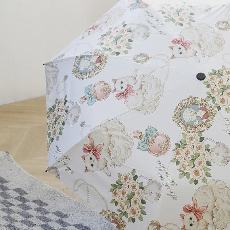 Bezaubernder Katzenschirm: Faltbarer Sonnenschutz mit Doppelfunktion und UV-Schutz für Damen