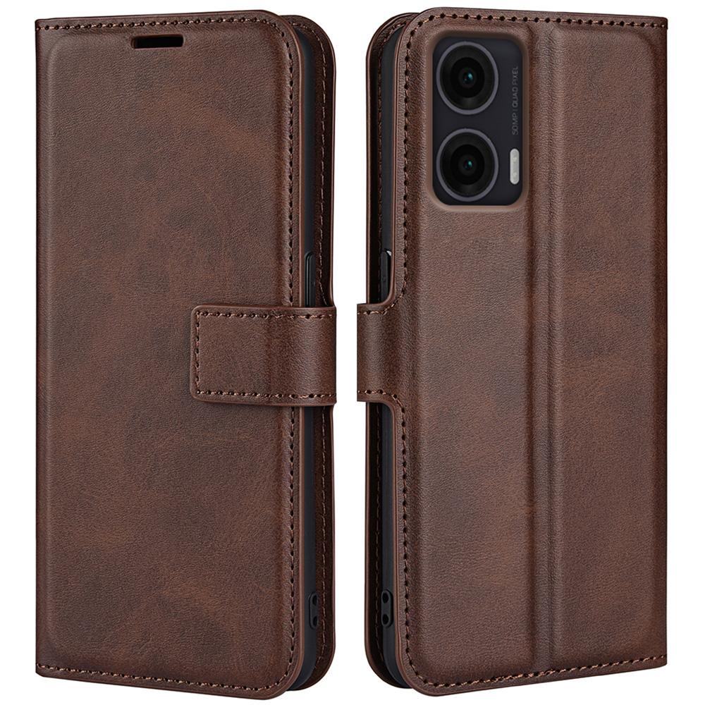 For Motorola Moto G35 5G Stand Case Anti-Scratch Calf Texture Leather Phone Cover